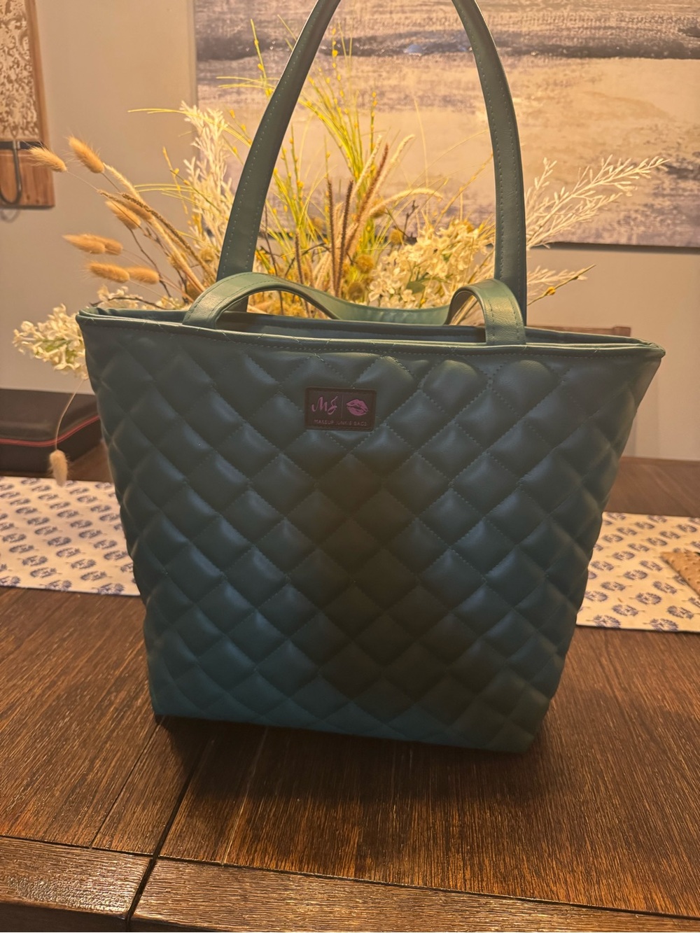 Make up junkie tote, emerald green